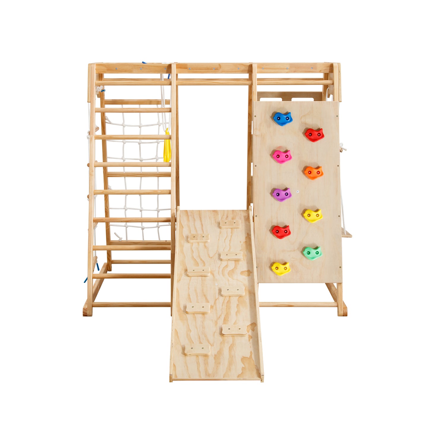 Toddler Indoor Wooden Gym 8-in-1 Indoor Playground Climbing Playset