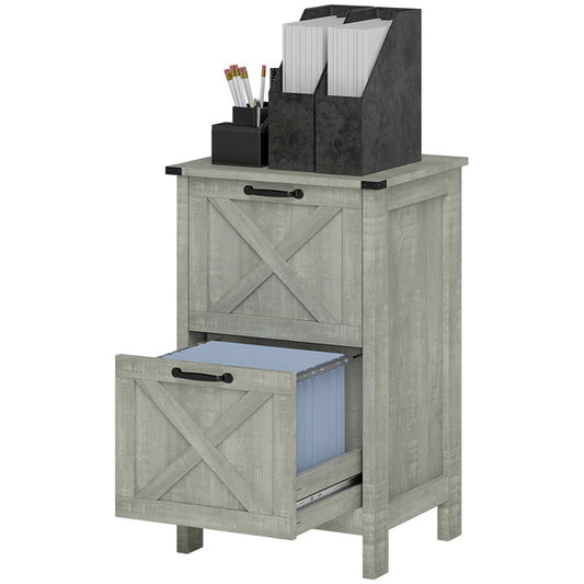 Wooden cabinet with a drawer and office supplies on top against a white background