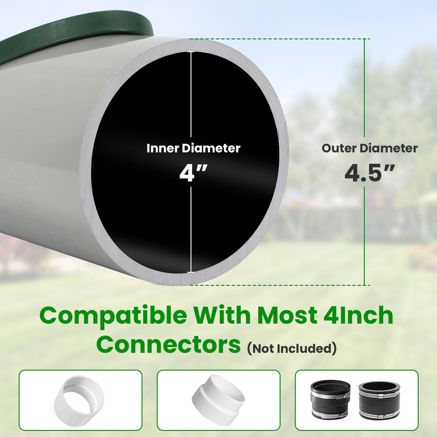1Pc 4Inch Green Angled Yard Drainage Pipe With Sloped Grate Yard Drain Emitter For Sump Discharge Downspout Extensions Inlet Outlet Yard Drain Compatible With 4in Connections