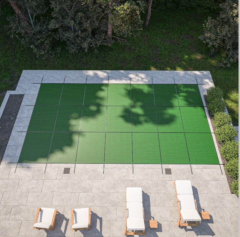 Inground Pool Safety Cover, Rectangle Winter Pool Cover,for Swimming Pools,UV Protection Tarp Waterproof,Green