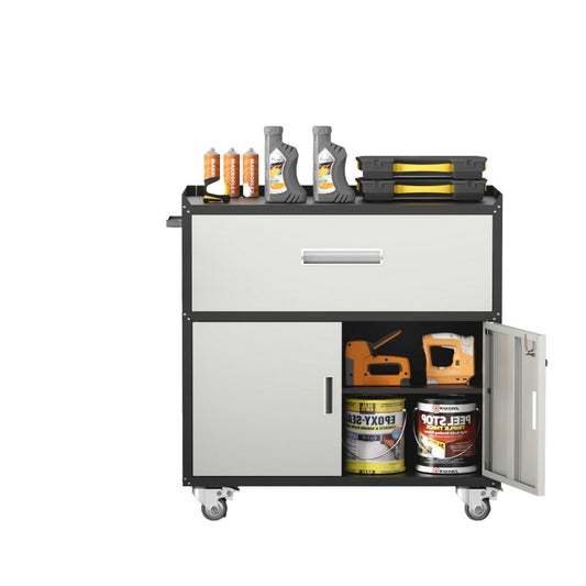 Metal Garage Cabinet, Rolling Tool Box With Wheels