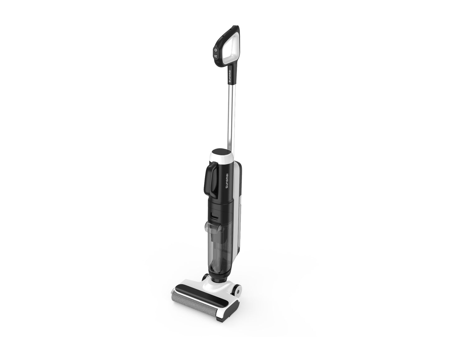 Black and silver vacuum cleaner on a white background