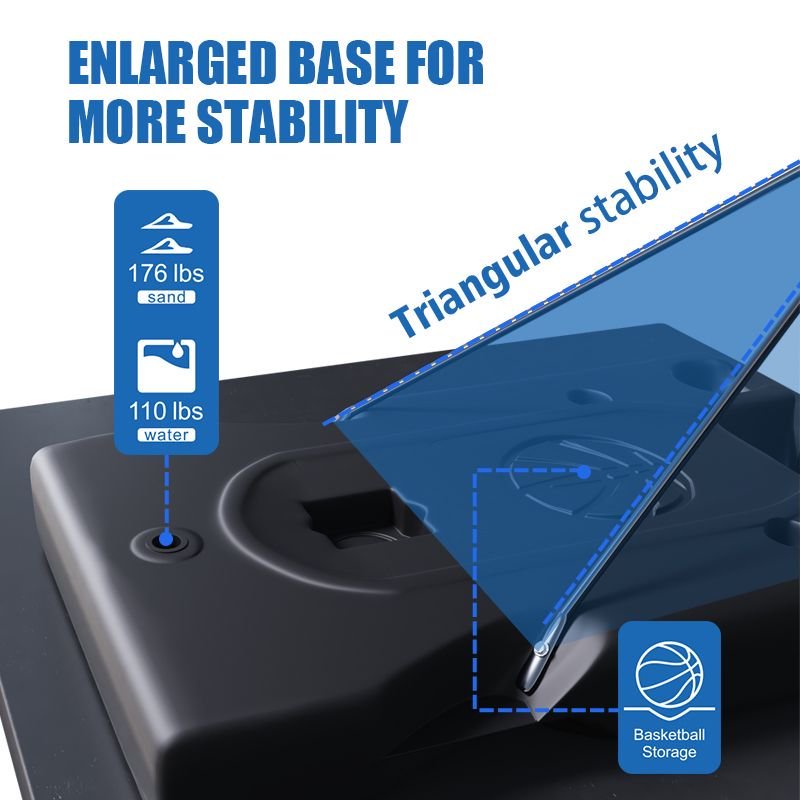 TotheCORE Basketball Stand 7.55-10.00 Ft Adjustable Portable Basketball Hoop & Goal PC Backplate, Large Base & Wheels