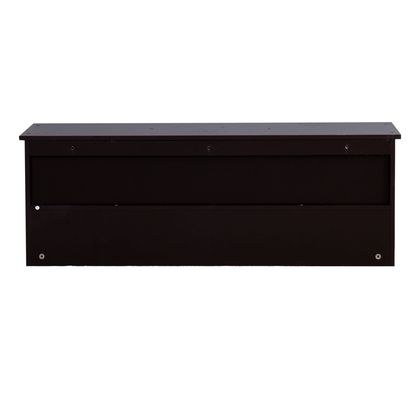 Espresso Wall Mounted Coat Rack With 4 Dual Hooks & Storage Shelf For Entryway