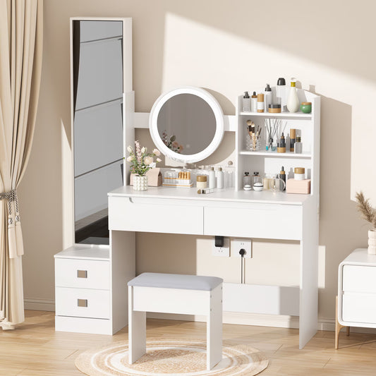 VFF Bedroom Dressing Table, Modern Minimalist Makeup Cabinet, Master Bedroom Makeup Mirror, Makeup Table Mirror Cabinet