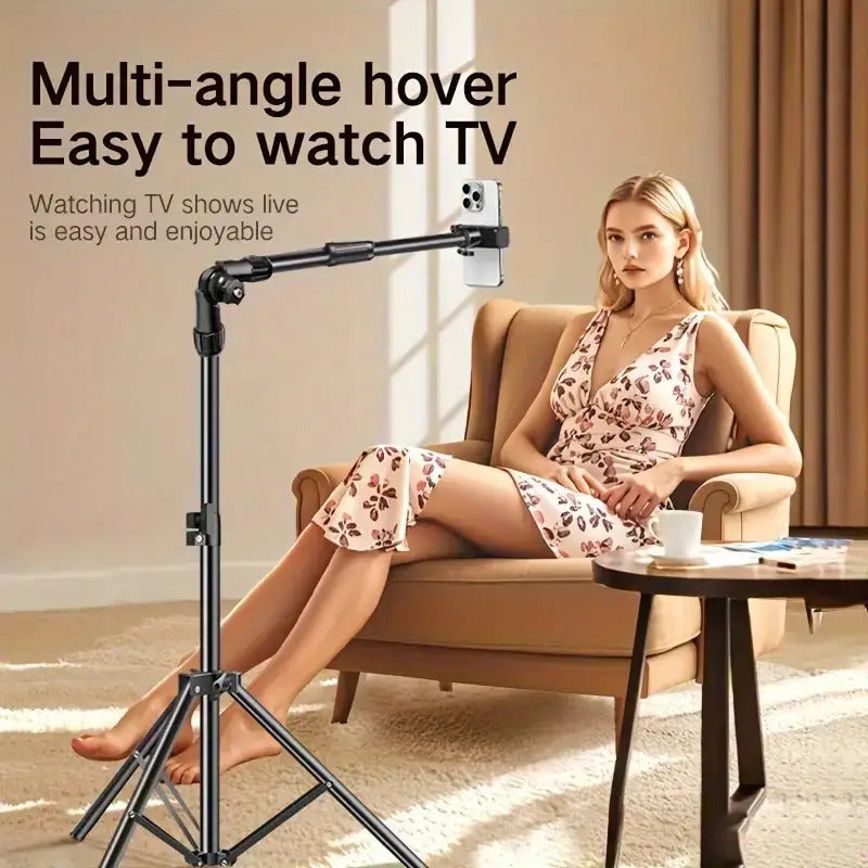 Adjustable 67-Inch Metal Floor Phone Tripod With Telescopic Arm, Suitable For Outdoor And Indoor Mobile Live Streaming And Photography - Mother's Day Gift, Photography Equipment ,Adjustable Height St