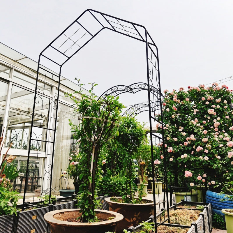 Metal Garden Arch, 56.3 Inches Long X 16.93 Inches Wide X 94.5 Inches High, Climbing Plant Support, Rose Arch, Outdoor Black,