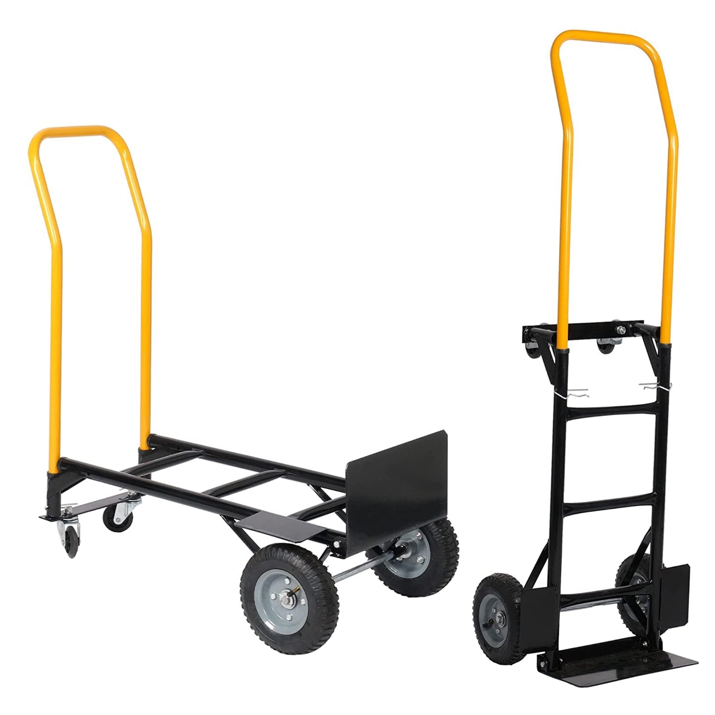 Dual Purpose Hand Truck Dolly Cart, 2 4 Wheel, Swivel Wheels, 330 Lbs Capacity