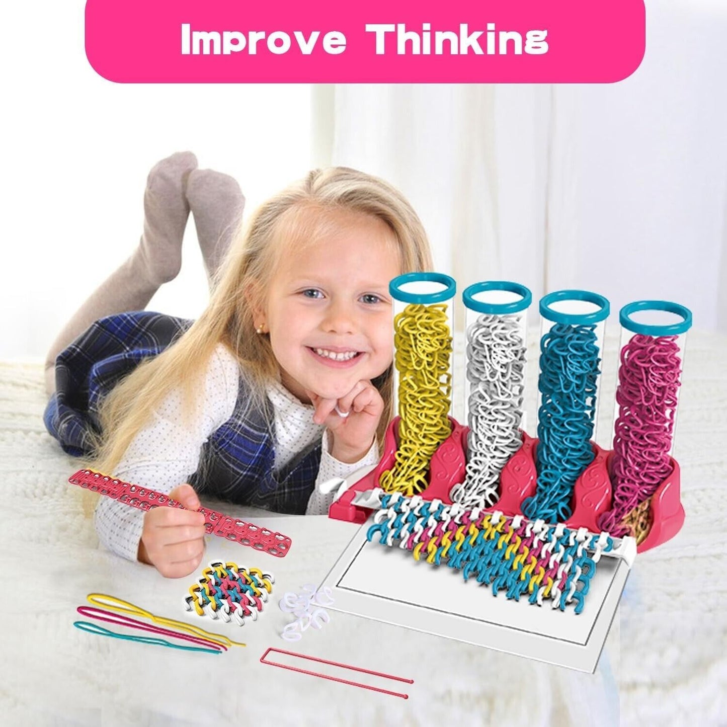 DIY Toys Puzzle Creative Ribbon Woven Hand Ropes Jewelry Making For Children Toy, Girls Kids Toy Gifts