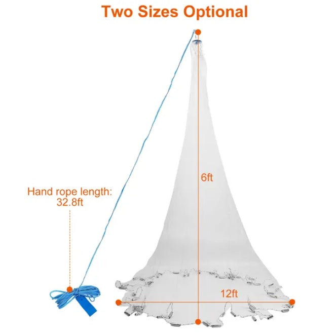 Fishing Cast Net Bait Trap Easy Throw Heavy Duty Hand Cast Net