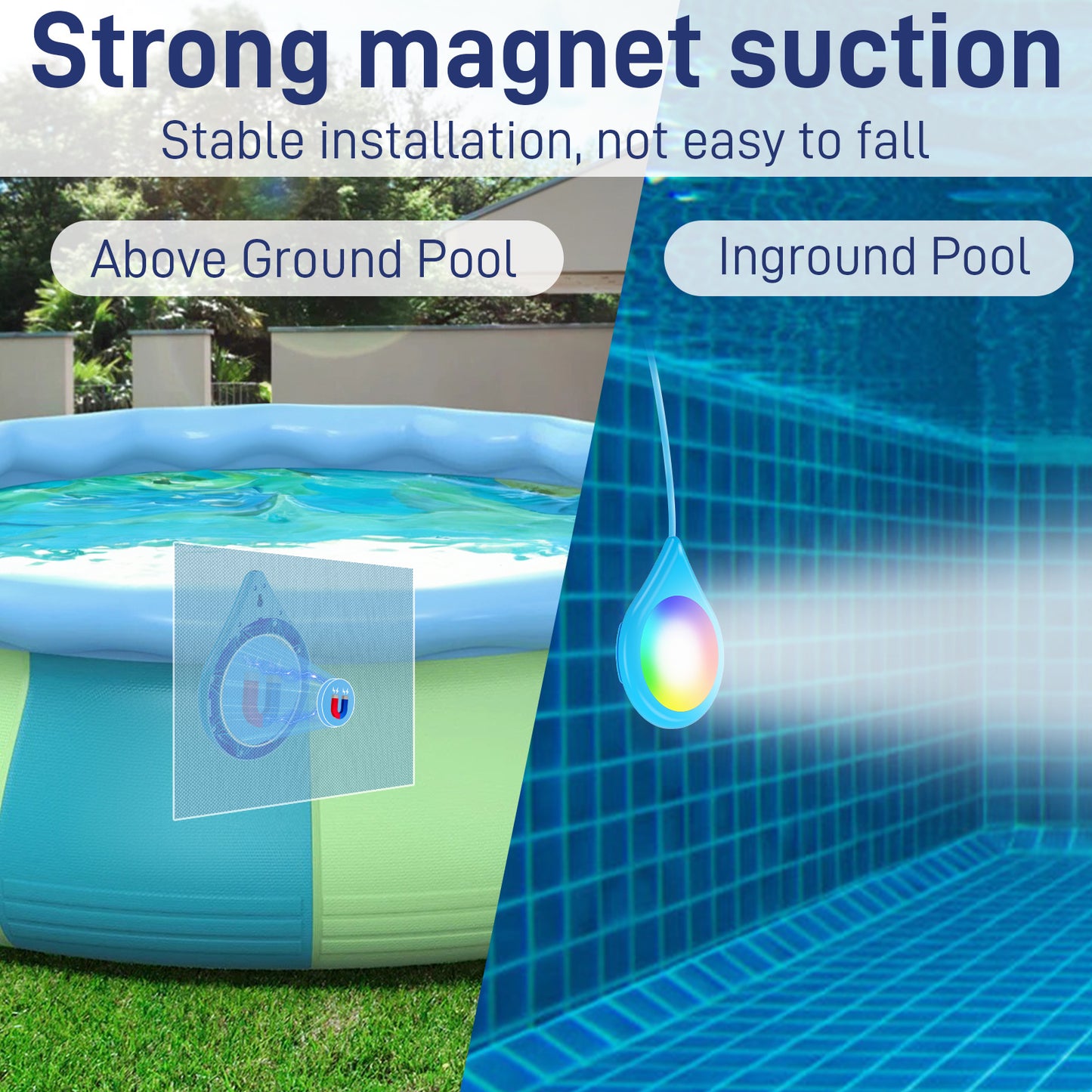 Multicolor Smart Bluetooth Waterproof Swimming Pool SPL-FLL00X 6-inch 12V 20W Blue Droplet Shaped RGB Pool Light 26FT