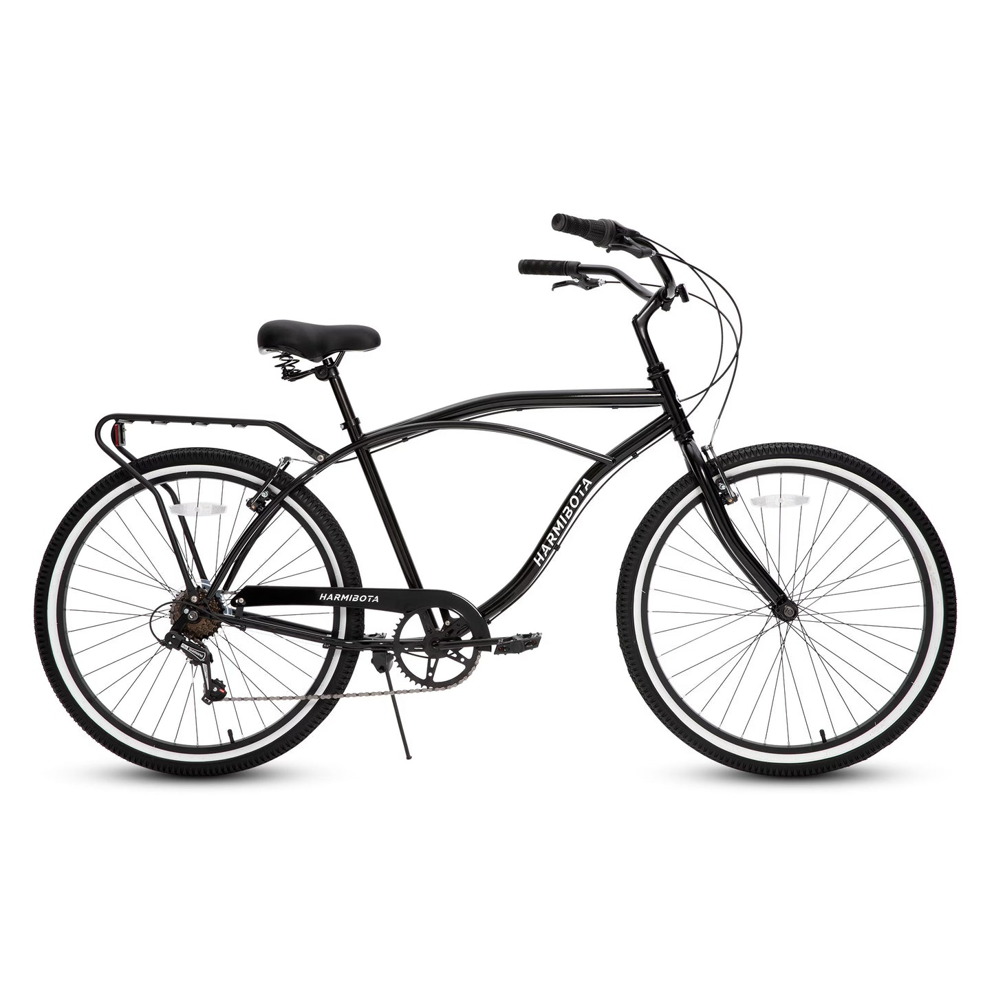 Multifunction 26 Inch 7 Speed Bike, Steel Frame, Upright Comfortable Seat, U-brake, Multi-function Rear Rack, Multicolor, Beach Bikes For Men And Women