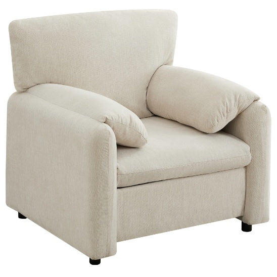 Contemporary Chairs, Oversized Chenille Armchairs, Comfortable Upholstered Single Lounge Armchairs