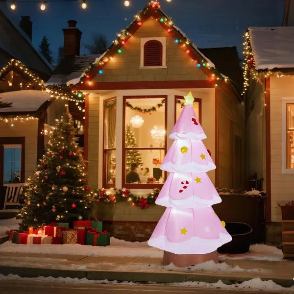 7.2FT Lighted Christmas Inflatable Decoration, Inflatable Christmas Tree, Funny Blow Up Yard Decorations With Built-in LED Lights For Holiday Party Front Yard Lawn Garden Decor