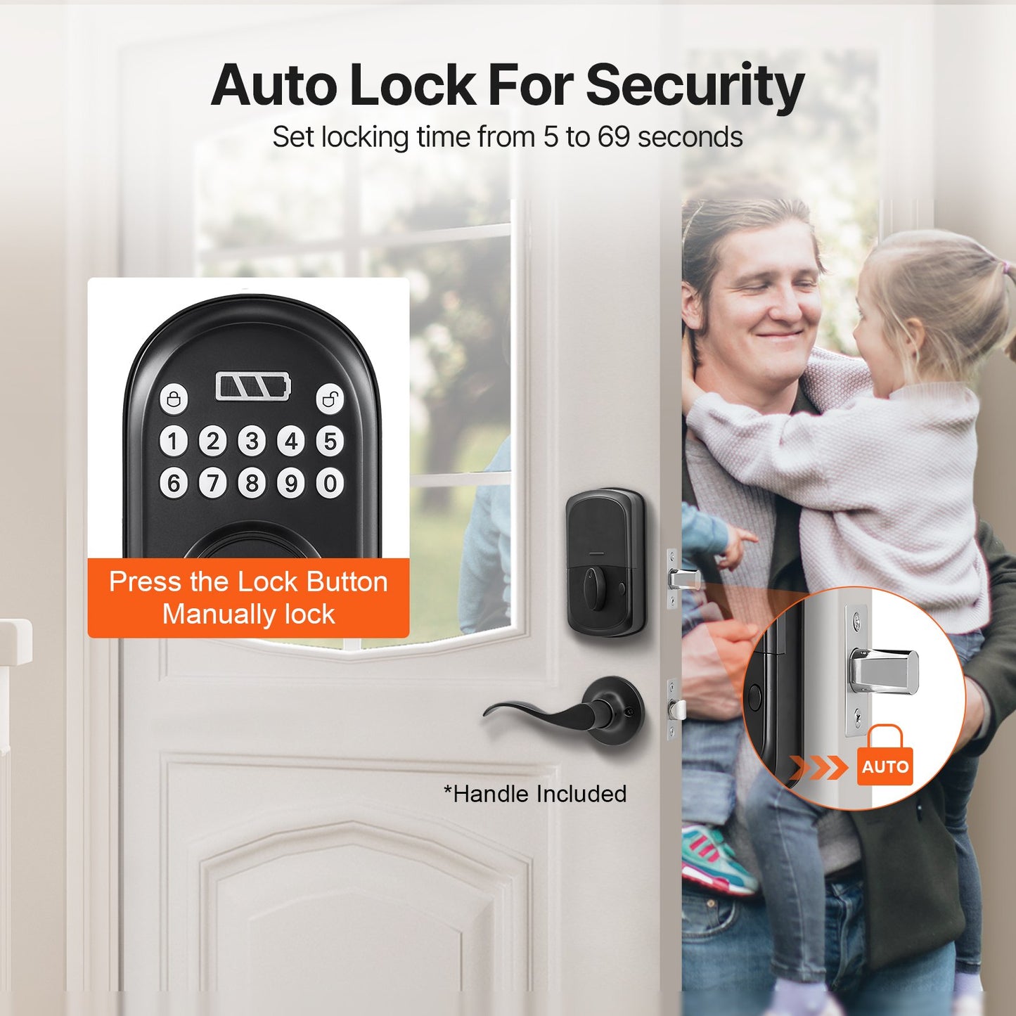 Keyless Entry Door Lock With Handle Electronic Door Lock Password And Key