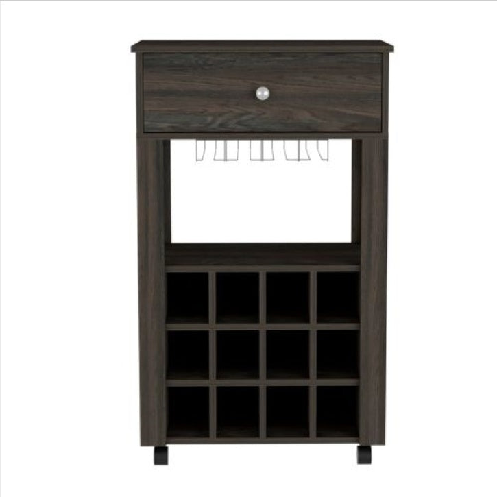 DEPOT E-SHOP Margh Bar Cart Drawer, Carbon Espresso