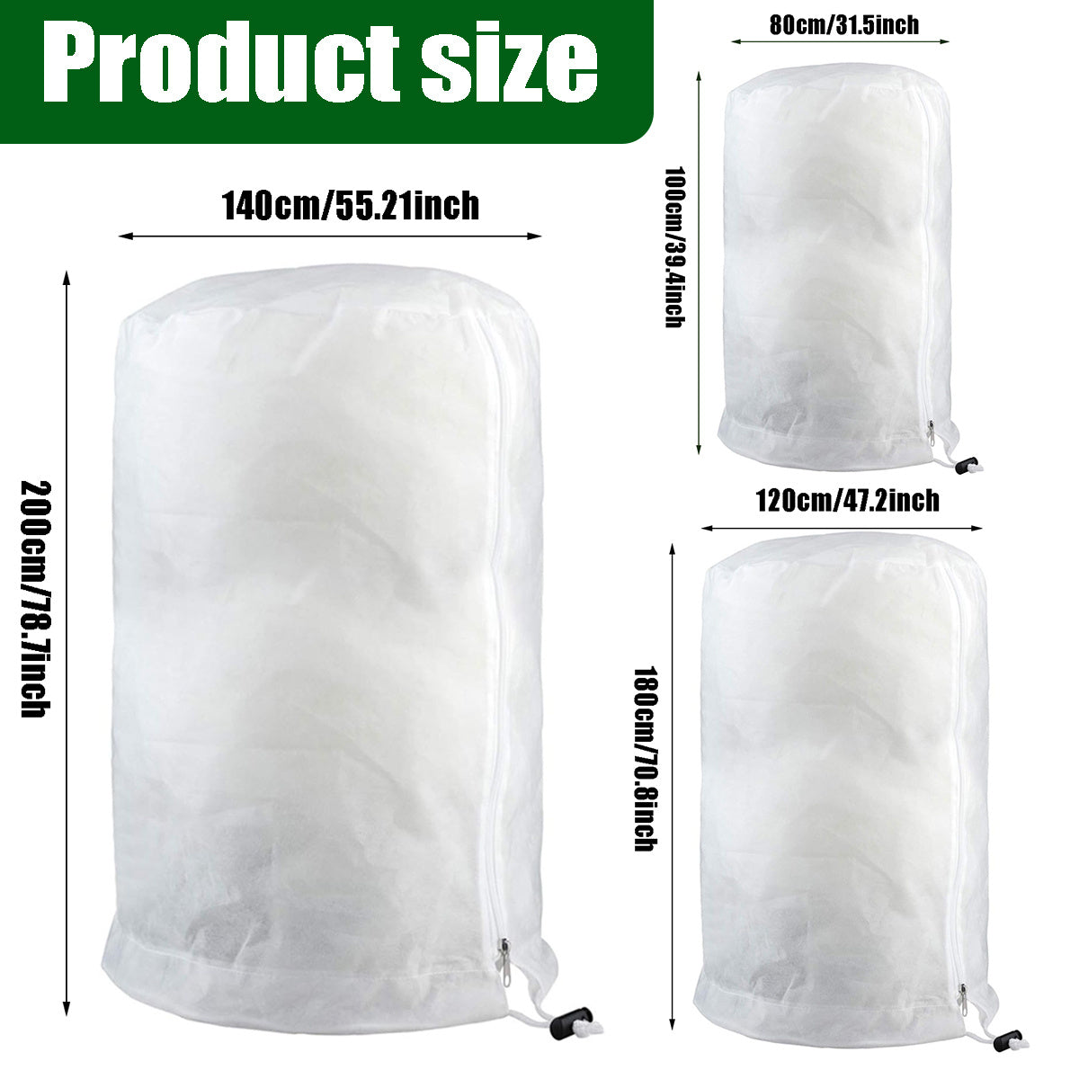 1PC Plant Covers Freeze ProtectionLarge Frost Cloths Blankets With Zipper Drawstring