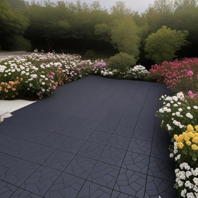 Plastic Interlocking Deck Tiles,44 Pack Patio Deck Tiles,12x12 Square Waterproof Outdoor All Weather Use, Outdoor And Indoor Patio Decking Tiles For Poolside Balcony Backyard, Dark Grey