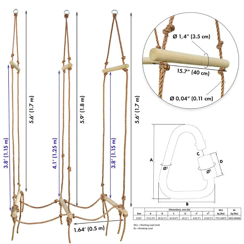 Rickety Bridge Rope Ladder Slack Line Accessories Obstacle Course Accessories For Warrior Training Rope Bridge Skip For Kids