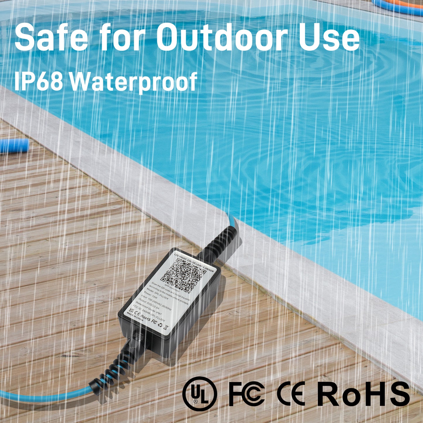 Multicolor Smart Bluetooth Waterproof Swimming Pool SPL-FLL00X 6-inch 12V 20W Blue Droplet Shaped RGB Pool Light 26FT