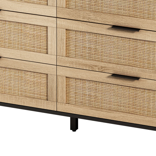 Drawers Rattan Storage Cabinet Rattan Drawer,for Bedroom,Living Room,Black