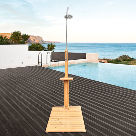 Wooden Outdoor Garden Pool Shower With Chassis Board For Swimming Pool, Patio, Terrace
