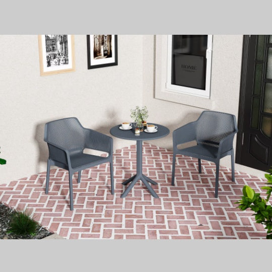 3 Piece Plastic Arm Chair Bistro GRS Premium Ocean Plastic Patio Set