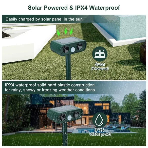 Ultrasonic Rodent Repellent, Solar Motion Sensor, Rodent Repellent IPX4 Waterproof, Suitable For Outdoor Use In Farms, Gardens, Courtyards, Driving Away Deer, Washing Pandas, Dogs, Rabbits, Squirrels,