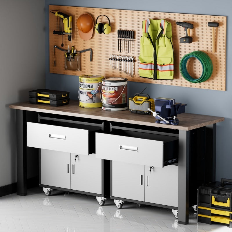 Metal Garage Cabinet, Rolling Tool Box With Wheels
