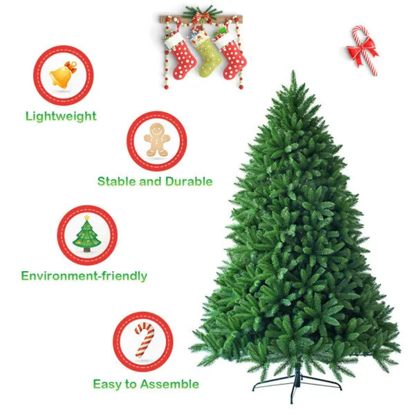 5FT Artificial Green Christmas Tree - 600 Realistic PVC Tips, Hinged Design, Sturdy Metal Stand
