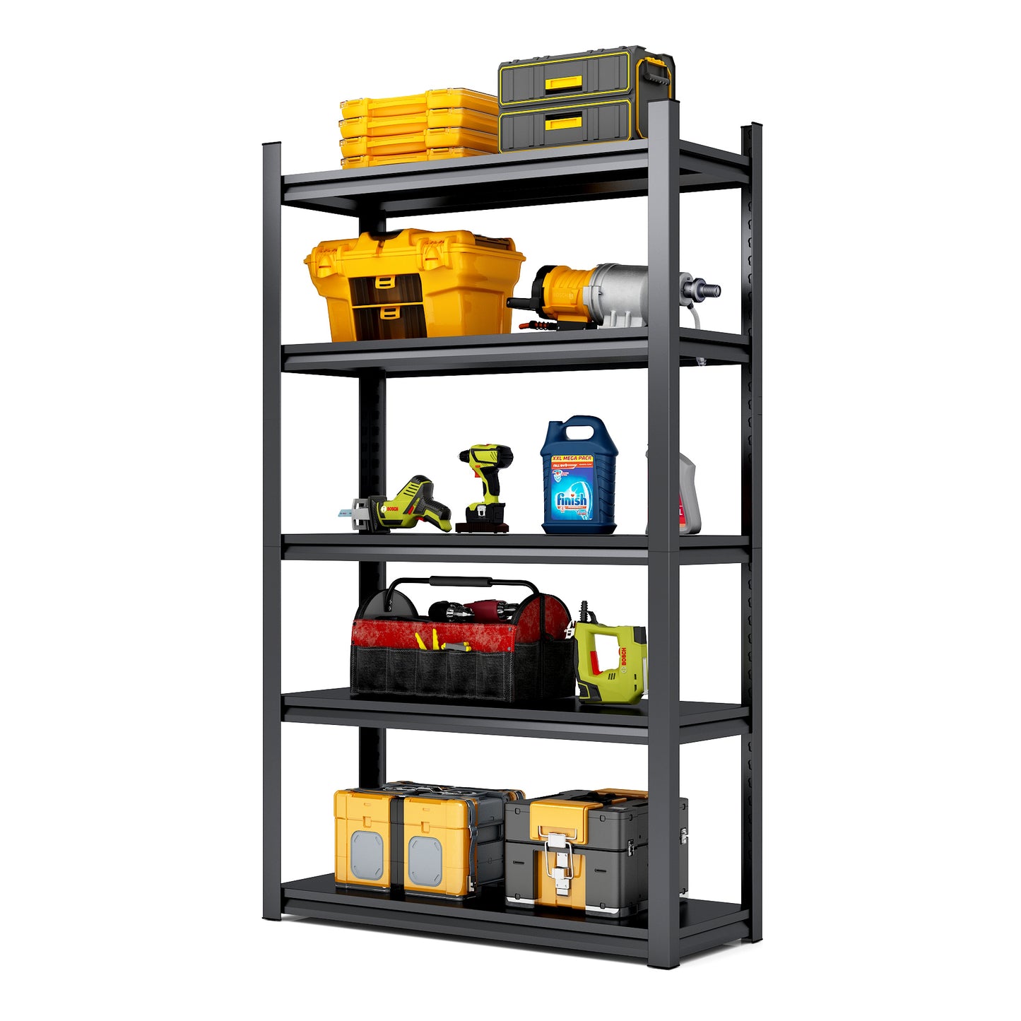 5 Tier Metal Shelves For Storage Garage Shelving 2000LBS Heavy Duty Storage Shelves Adjustable Garage Shelf Industrial Shelving Unit Storage Utility Rack,Black