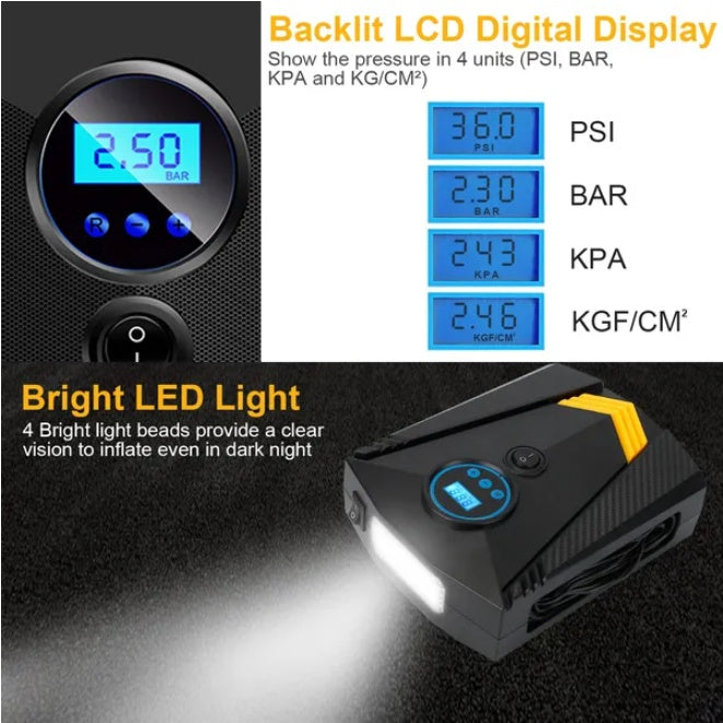 Digital Tire Pum With LCD Display Screen
