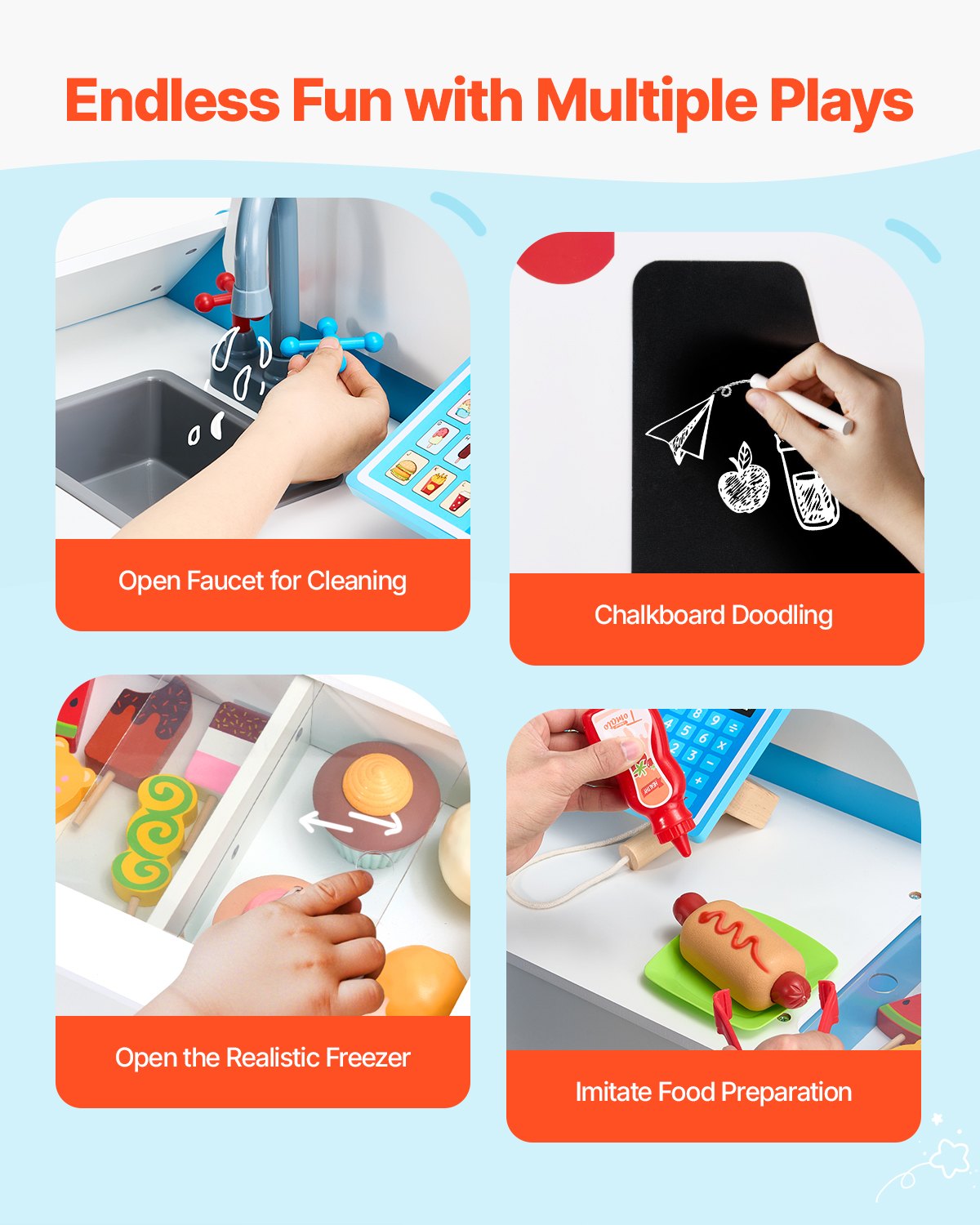 Ice Cream Truck Wooden Playset Pretend Play Stand For Kids Aged 3-7