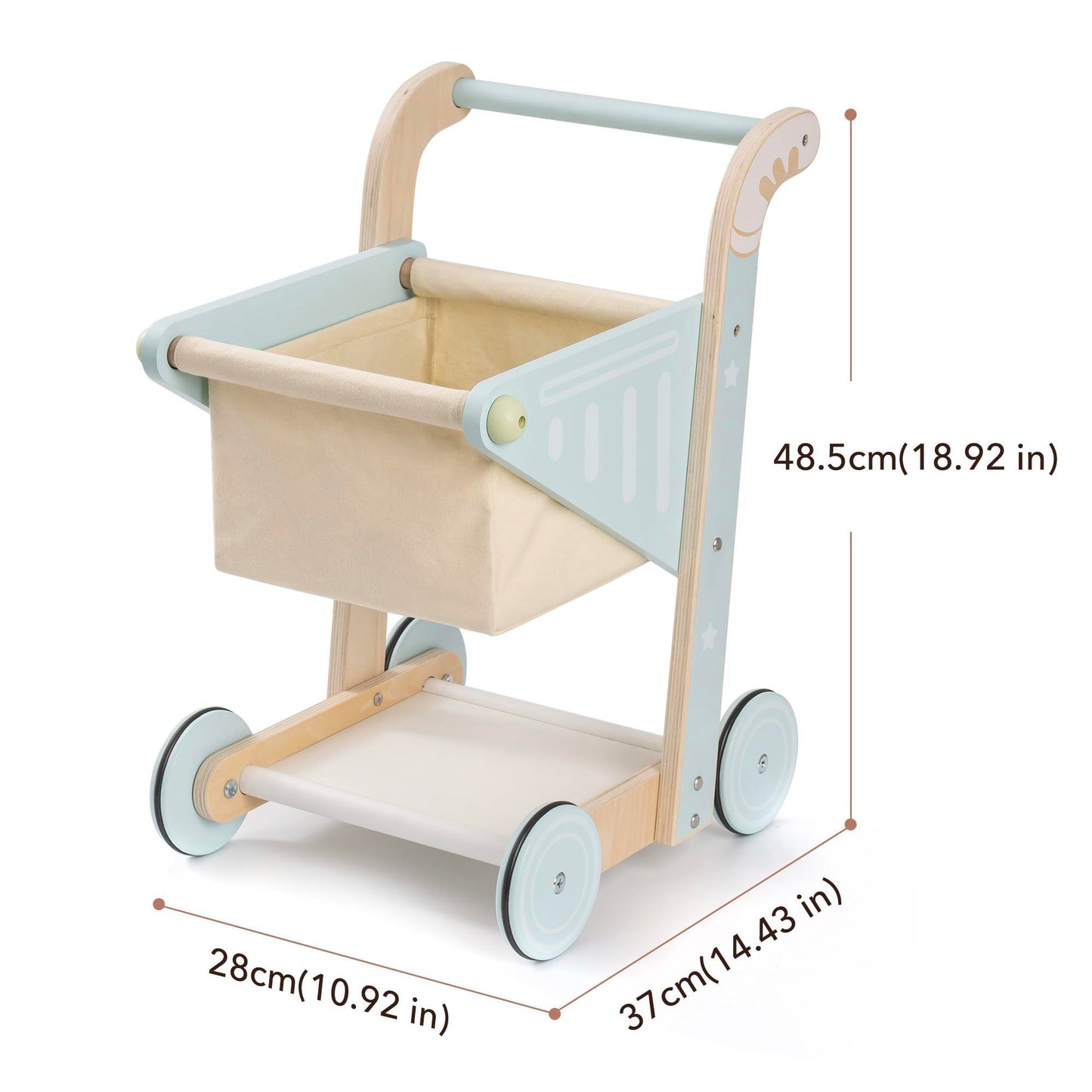 ROBOTIME Baby Wooden Shopping Cart Toy For Toddler Kids Wooden Baby Push Walker Toy Push Toy For Babies Learning To Walk For Toddler Kids Boys Girls 10 Month