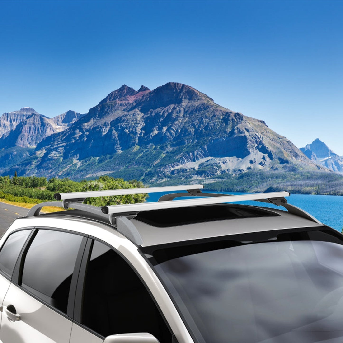 1 Pair Car Roof Rack Cross Bars Aluminum Cargo Carrier Rooftop Crossbars Luggage Roof Rack Bar With 176lbs Max Load Fits Most Vehicles With Existing Raised Side Rails With Gap