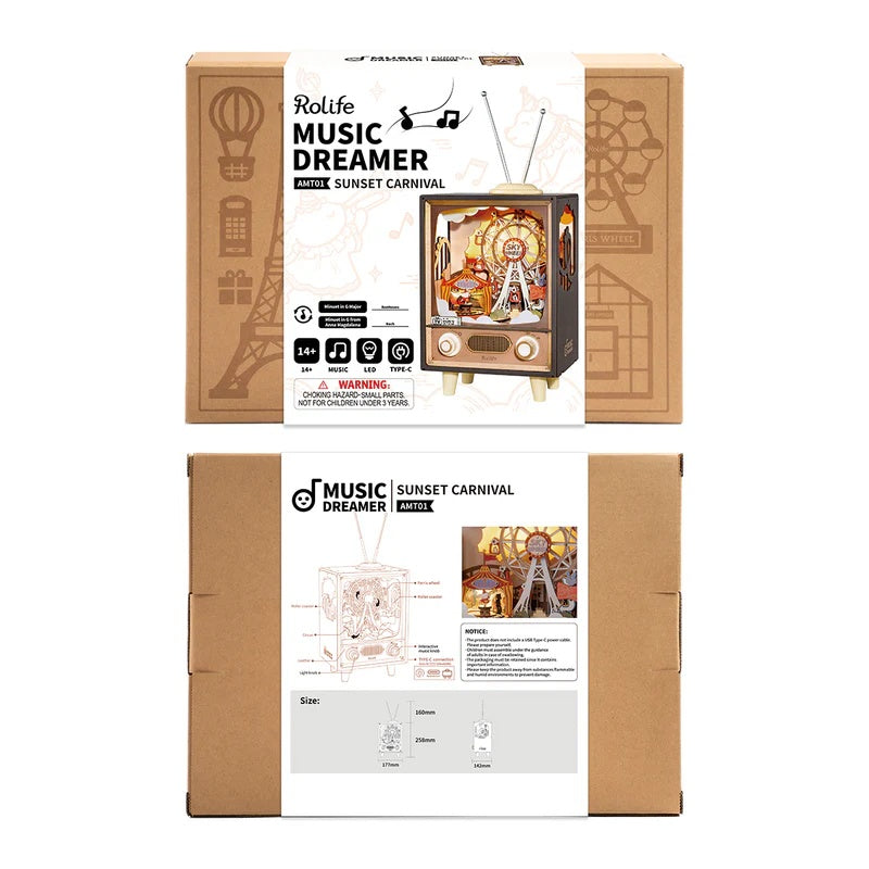 Rolife Sunset Carnival DIY Music Box 3D Wooden Puzzle