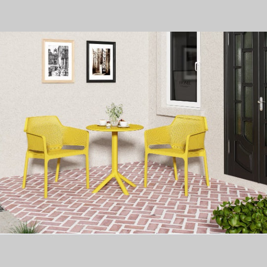 3 Piece Plastic Arm Chair Bistro GRS Premium Ocean Plastic Patio Set