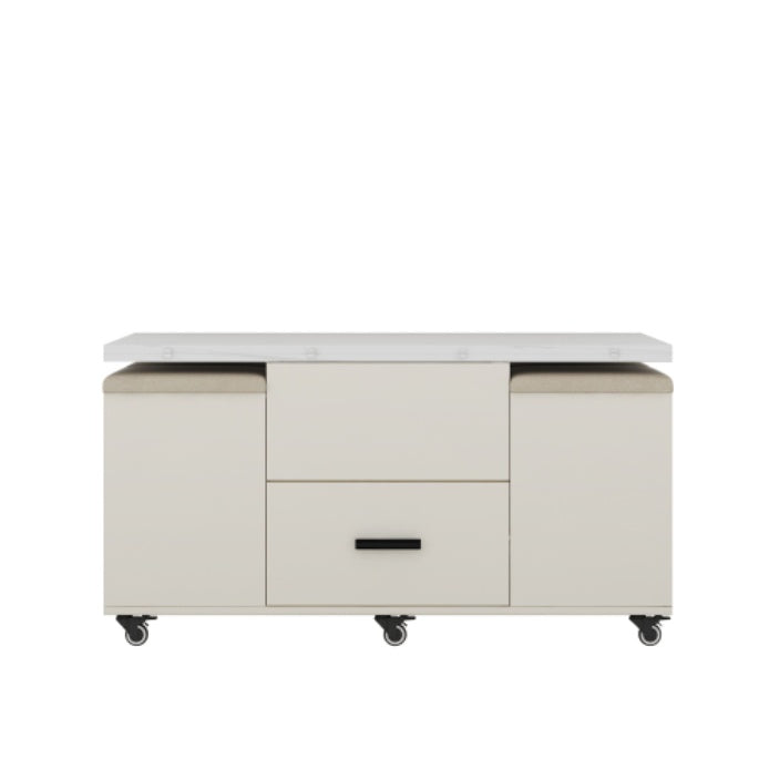 Modern Lift-Up Coffee Table With 4 Stools Set For Living Room Expandable 1 Hidden Storage 2 Drawers Space Saving Folding Dining Table