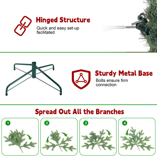 Artificial 7ft Green Pencil Christmas Tree With 469 PVC Branch Tips, 200L Warm White Led, Foldable Base For Indoor Holiday Decorating