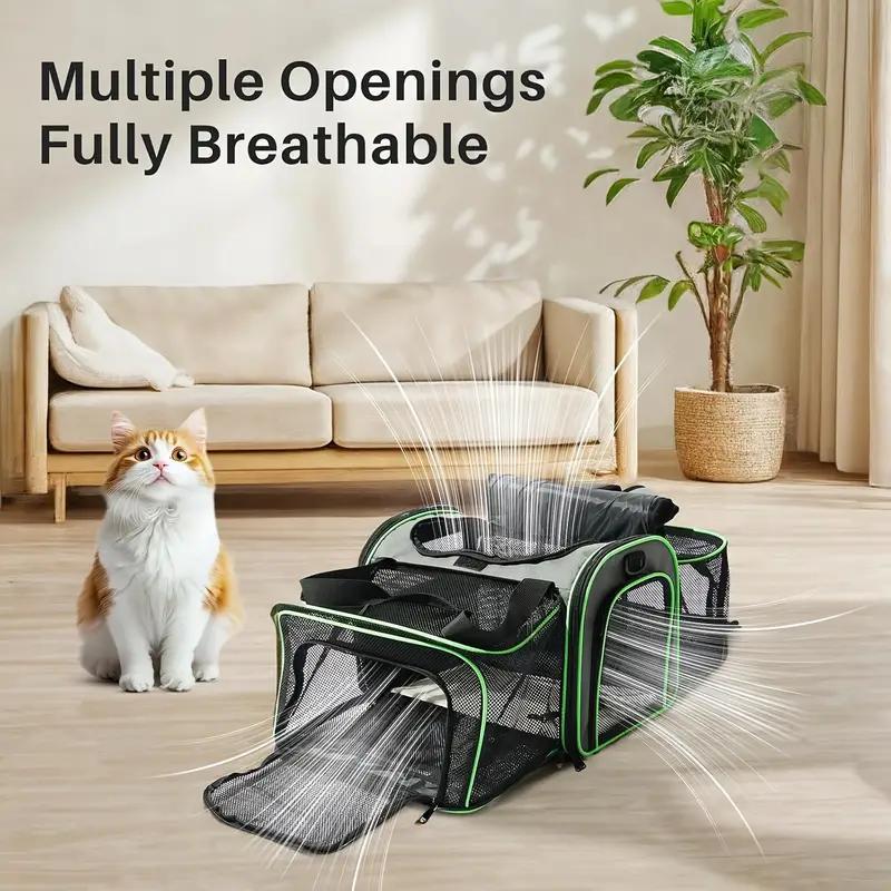 Expandable, Foldable, Portable Pet Carrier With Wheels And Six Sides For Cats And Small Dogs.