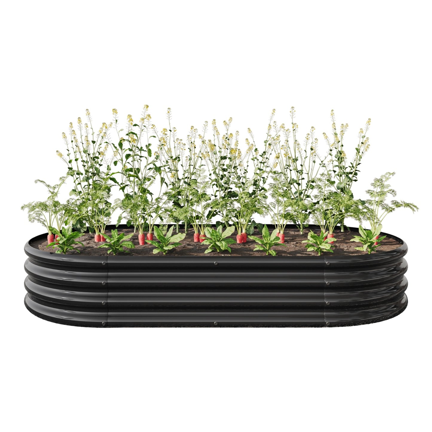 Black Raised Garden Bed Outdoor, Oval Metal Planter For Plants, Vegetables, Flowers