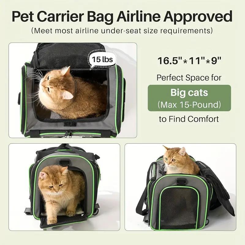 Expandable, Foldable, Portable Pet Carrier With Wheels And Six Sides For Cats And Small Dogs.