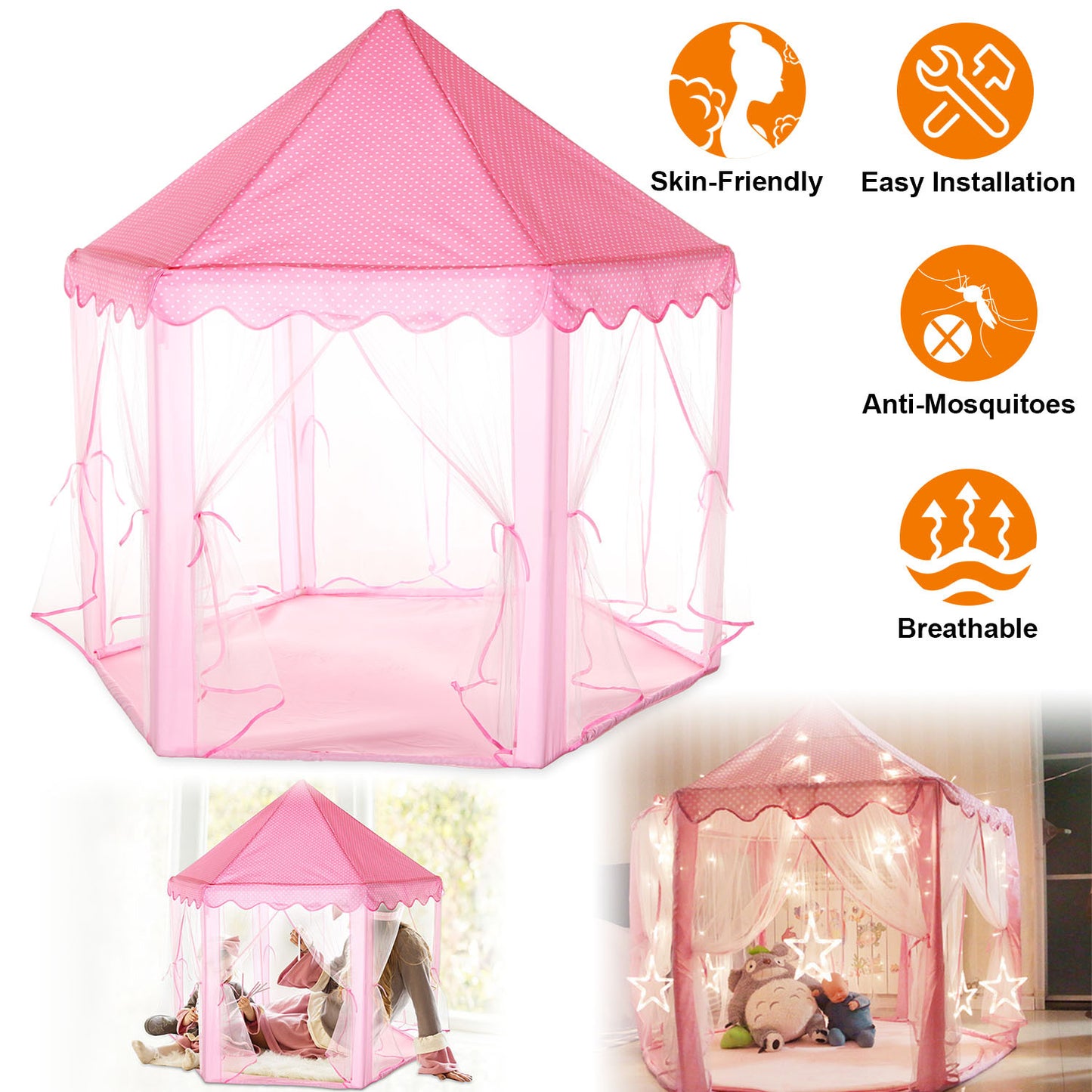 1Pc Kids Play Tents Princess For Girls Princess Castle Children Playhouse Indoor Outdoor Use With Carry Case