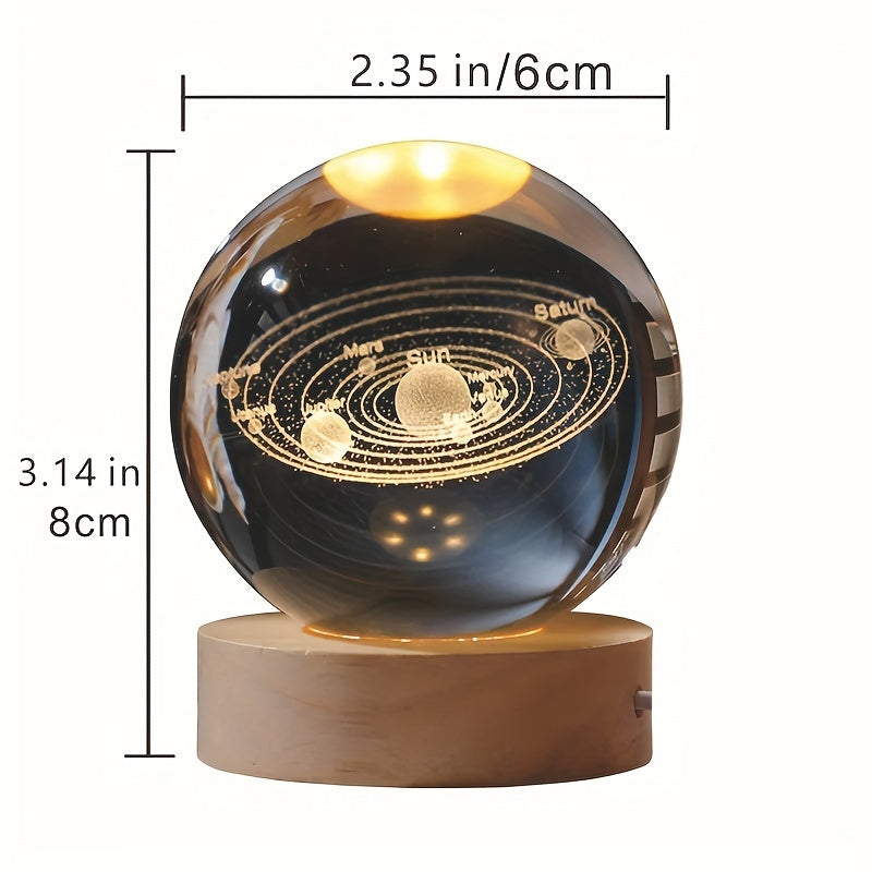 Creative 3D Inner Carving Luminous Crystal Ball Colorful Gradient Small Night Lamp Home Decorations Gifts Selection