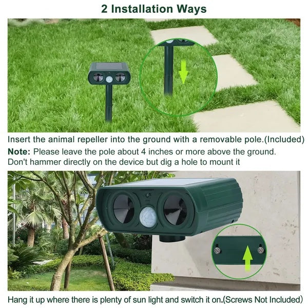 Ultrasonic Rodent Repellent, Solar Motion Sensor, Rodent Repellent IPX4 Waterproof, Suitable For Outdoor Use In Farms, Gardens, Courtyards, Driving Away Deer, Washing Pandas, Dogs, Rabbits, Squirrels,