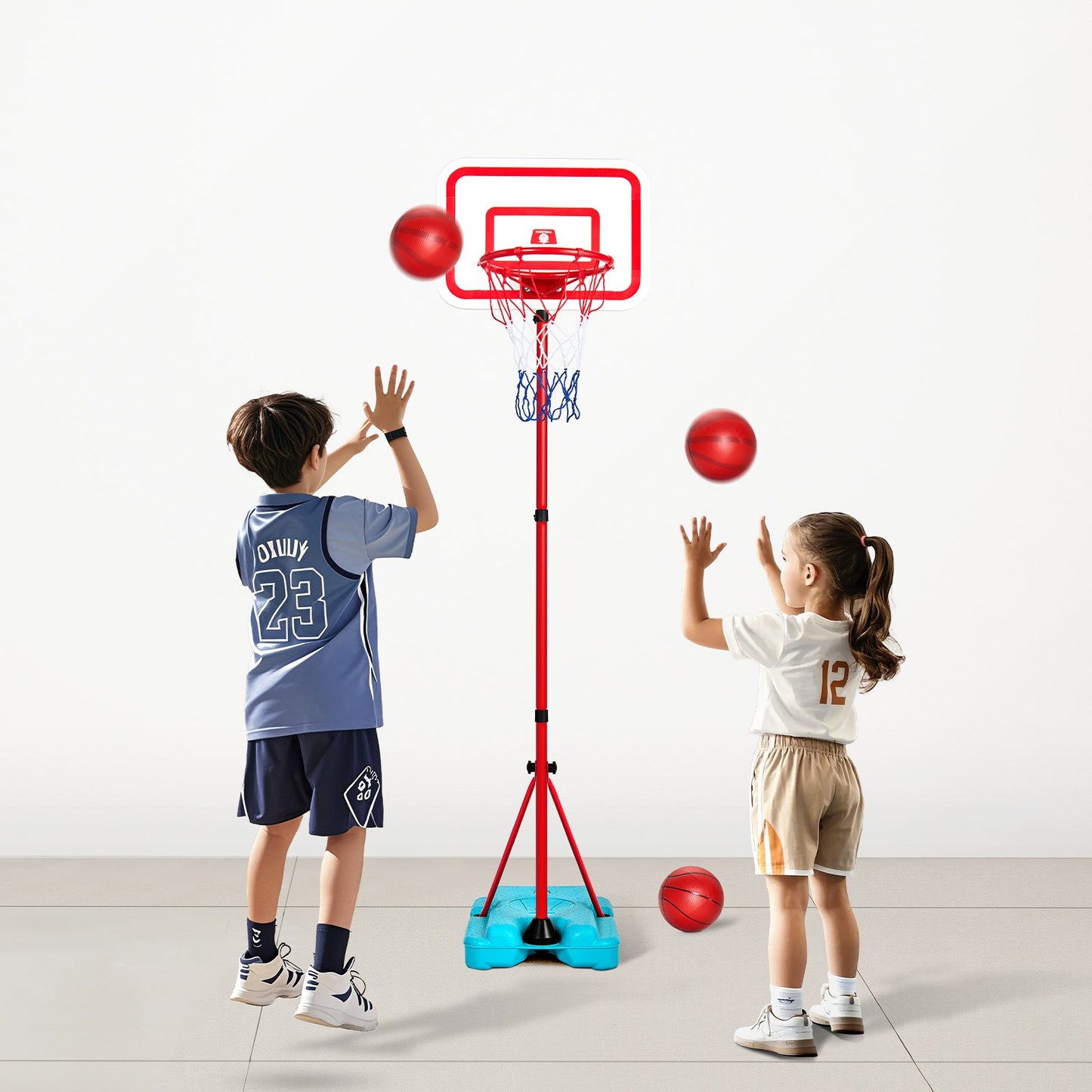 Kids Basketball Hoop Height Adjustable Portable Basketball Court For Kid Outdoor