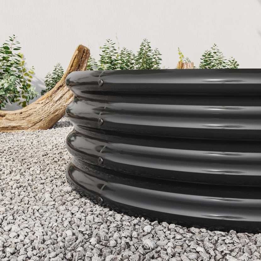 Black Raised Garden Bed Outdoor, Oval Metal Planter For Plants, Vegetables, Flowers