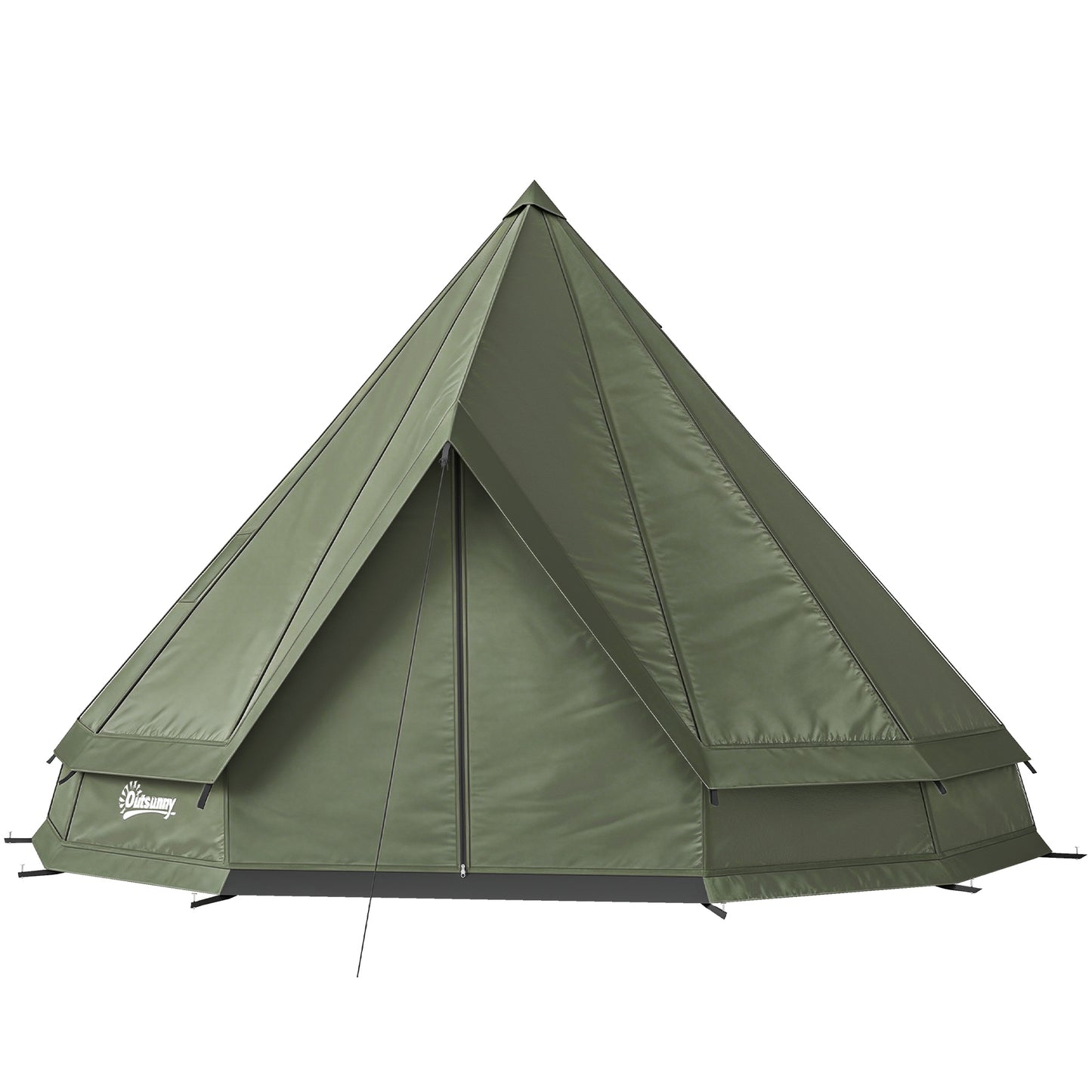 Green camping tent on a white background
