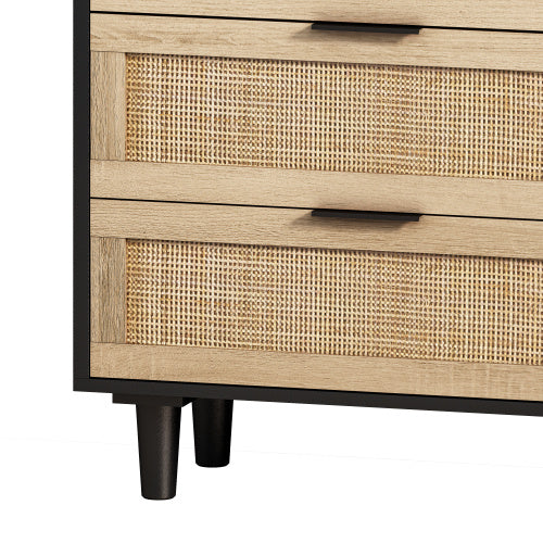 Drawers Rattan Storage Cabinet Rattan Drawer,for Bedroom,Living Room,Black