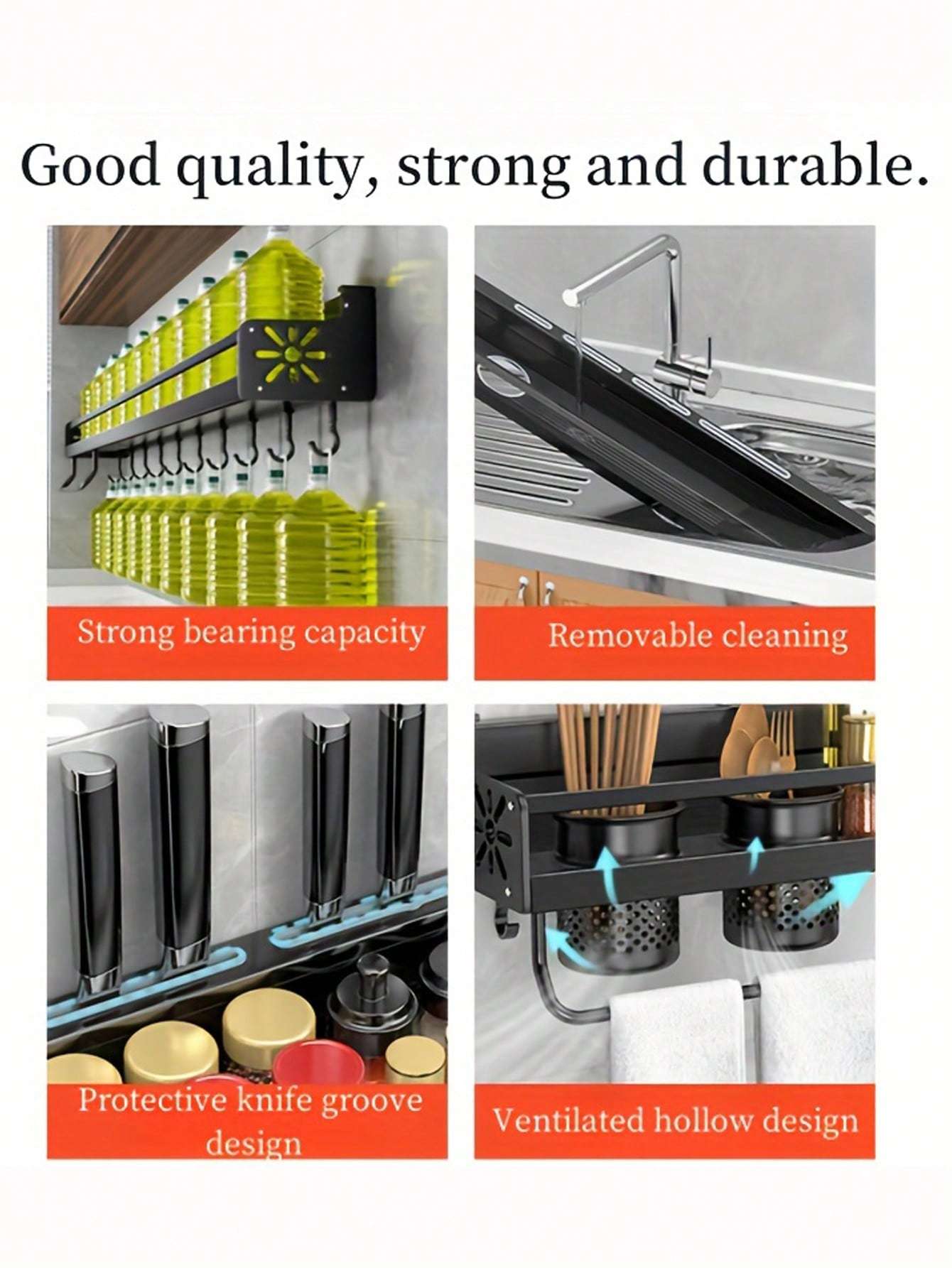 Wall-mounted Space-saving Kitchen Shelf, Non-penetrating Kitchen Wall-mounted Multi-functional Household Storage Rack